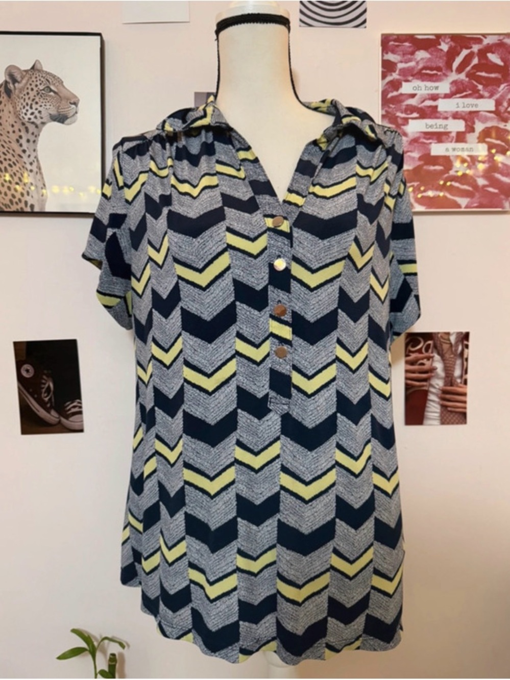 Alfani multicoloured chevron print shirt